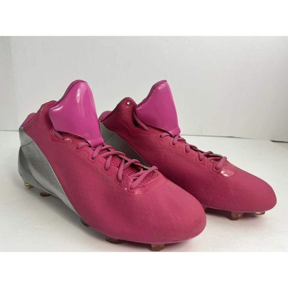 ADIDAS Men's Size 13 Adizero 5 Star Mid Pink & Silver Football Cleats